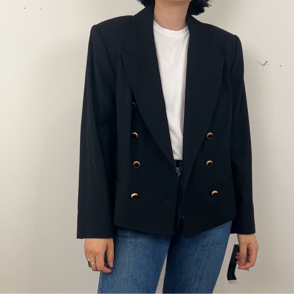 Nwt Vintage Jh Collectibles Black Double-Breasted Blazer